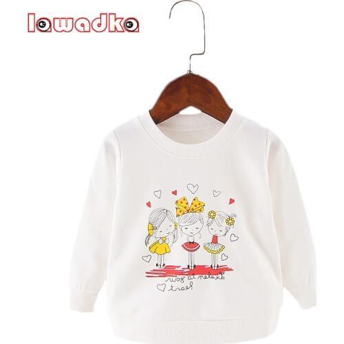 Baby Gilrs Tees Long Sleeve T-shirts Clothes Cartoon O-neck tshirt for Girls Cotton White T-shirt Childrens Clothing for Girls