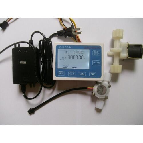 G1/4" Water Flow Control LCD Display+Flow Sensor +Power Adapter +Solenoid Valve