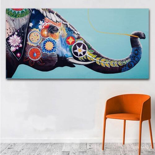 GOODECOR Animal Canvas Paintings Graffiti Poster Elephant Wall Art Picture Cute Animals Decorative Painting for Living Room