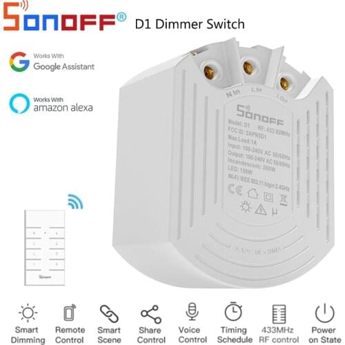SONOFF D1 Wifi Smart Dimmer Switch DIY Smart Home Mini Switch Module Adjust Light Brightness Work With eWeLink APP Google Home
