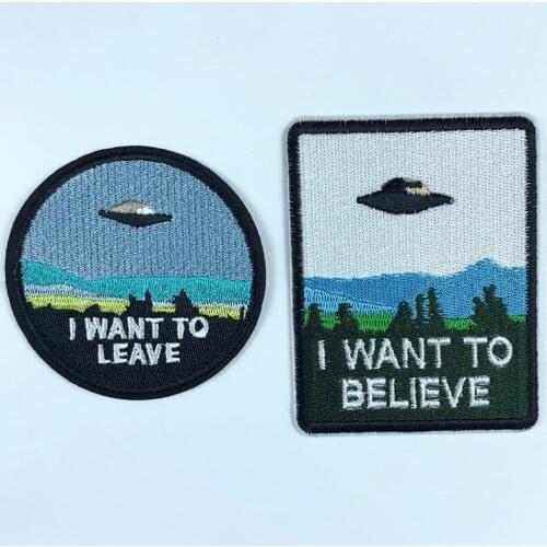 Punk style Round Square UFO Embroidered Alien Ship Patches Iron on for Clothing DIY Clothes Stickers Astronaut Badges Parches