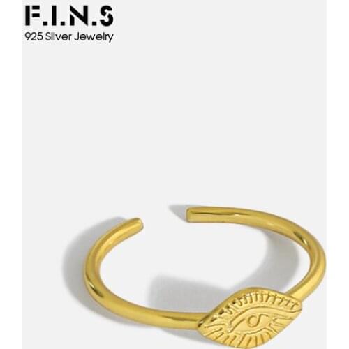 F.I.N.S Korean Ladies Fashion Minimalist S925 Sterling Silver Ring Devil Eye Slim Finger Rings for Women Decoration Fine Jewelry