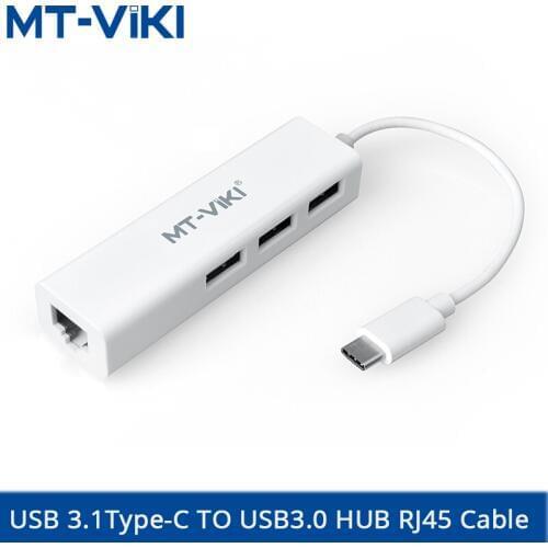 MT-VIKI USB3.1Type-C To USB3.0 HUB RJ45 NIC Connector Cable supports computer phone Macbook expansion MT-UC20