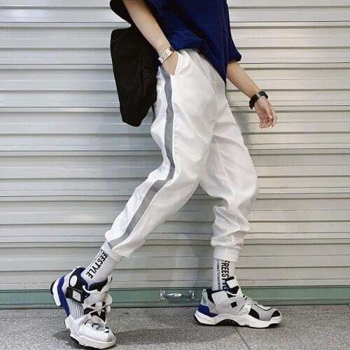 Hot Mens Sweatpants Side Stripe Hip Hop Track Pants Street Wear Skinny Jogger Harem Pants Elastic Waist Male Casual Trousers
