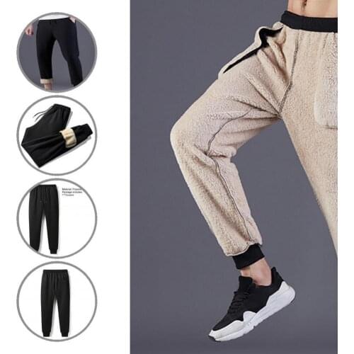 Sports Trousers Tight Simple Warm Casual Thick Pants Casual Winter Trousers Inseam for Adult Pants For Men Sweatpants Pants