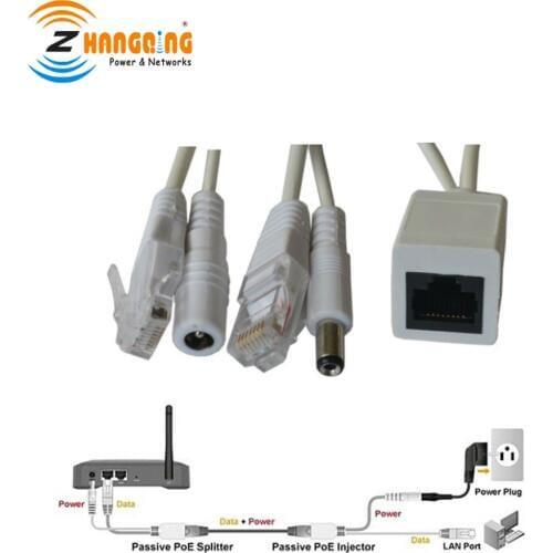 Free Shipping For 3 Pair (6pcs) PoE Injector And PoE Splitter 802.3af 48V 24V 12V PoE Cable Kit For IP Camera