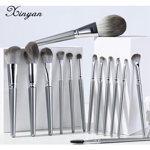 XINYAN Eyeshadow Eyeliner Makeup Brush Set Powder Grey Blush Concealer Foundation Lip Eye Cosmetic Face Beauty Tool