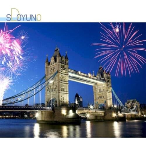 SDOYUNO 40x50cm Oil Paint By Numbers Bridge Frameless DIY Painting By Numbers Kits Landscape Digital Hand Painting On Canvas