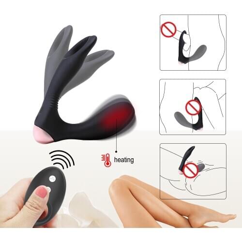 Heating Vibrating Prostate Massage Men Couples Soft silicone Powerful Motors Anal Stimulator RC Wireless For Sex For Two