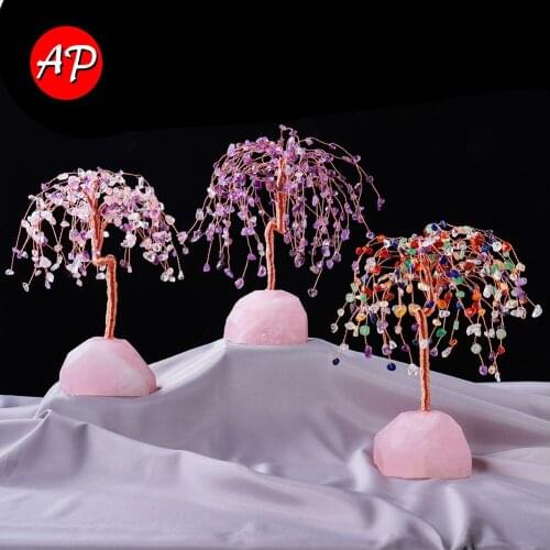 Natural Crystal Tree Amethyst Rough Bases Gemstone Chakra Reiki Healing Money Tree Feng Shui DIY Home Decor