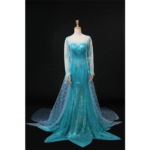 2020 New Sale White Queen Elsa Princess Dress Halloween Christmas Adult party show dress full sets A