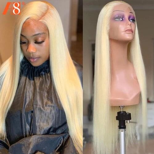 13x4 34 Inch 613 Blonde Lace Front Human Hair Wigs Brazilian Straight 613 Transparent Lace Frontal Wig With Baby Hair 150% Remy