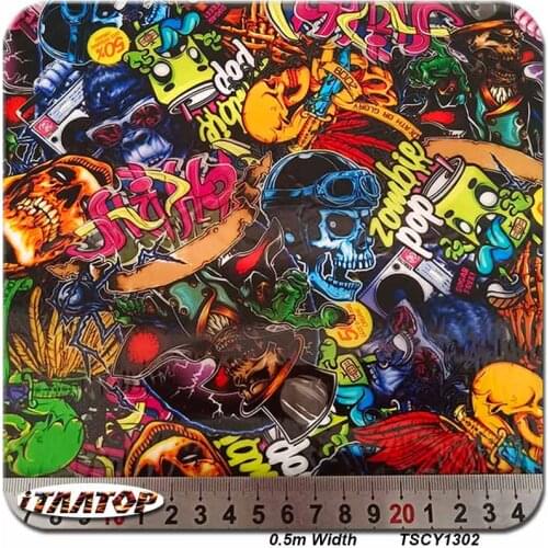 ITAATOP Cartoon Skull Dip Film TSCY1302 0.5M * 2/10/20M Water Transfer Printing Film