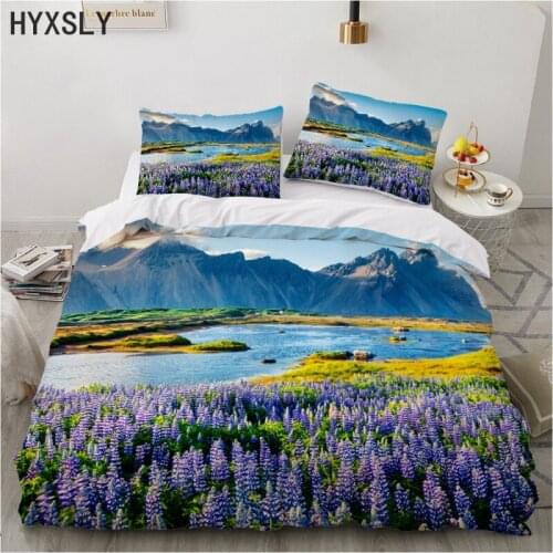 Lavender Seaside Beach Bedding Duvet Cover Set 3d Digital Printing Bed Linen Design Comforter Cover Scenery Couple Bedding Sets