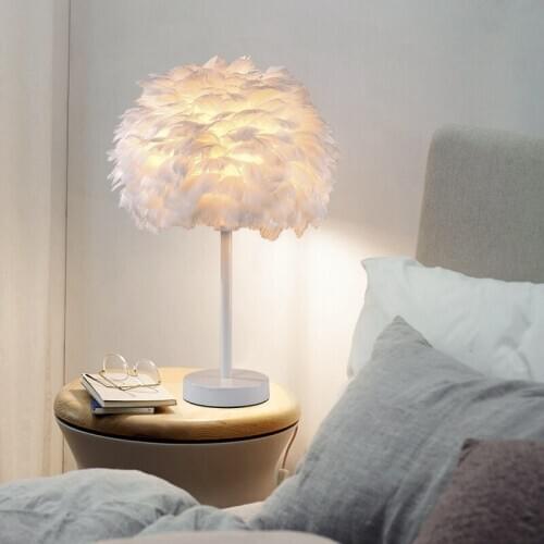 Beside Table Lamp Elegant Feather Lamp Beside Lamp Nightstand Lights Bedroom Living Room Wedding Birthday Desk Lamp ZM1113