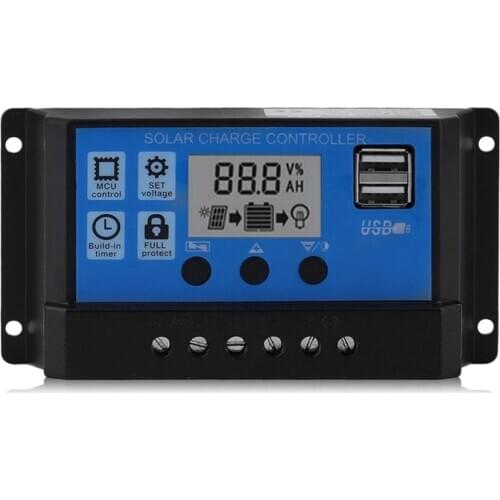 Professionele Dual Usb 12 V/24 V 10A Zonnepaneel Controller Batterij Laadregelaar Lcd Display Regulator Solar Controller