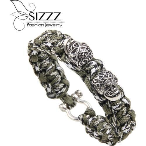 SIZZZ 22CM*1.8CM Hot new vintage hand-made taro umbrella core rope braided bracelet&bangles for women/men