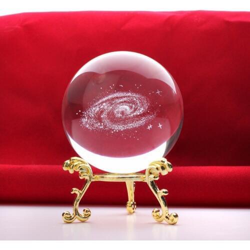 60mm Diameter Globe 3D Crystal Ball Laser Engraved Galaxy Crystal Ball Feng Shui Globe Home Decor Accessories Miniatures Gifts