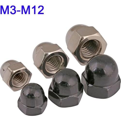 M3~M12 Hexagon Cap Nuts Hex Acorn Cap Nuts Carbon Steel Ni-plated/Black Zinc Plated Dome Cover Nuts Acorn Nuts