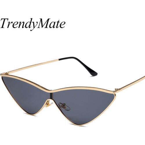 TrendyMate 2018 Vintage Cat Eye Sunglasses Women Metal Eyewear UV400 Sun Glasses Female Red Candy Color Cateye Glasses 1219T
