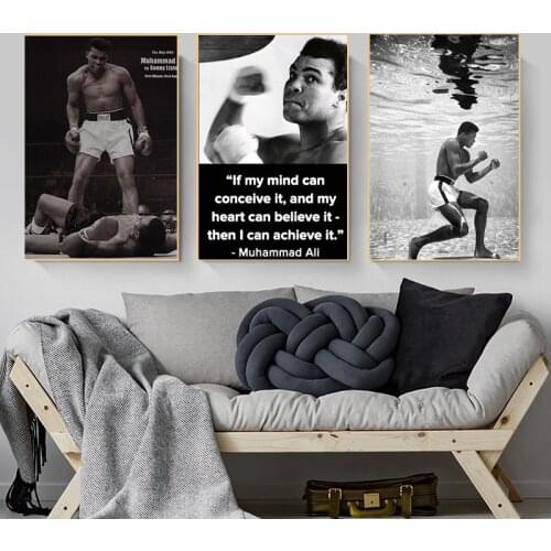 Modern Muhammad Ali Motivational Quote Canvas Painting Posters and Prints Boxing Wall Art Picture Bedroom Home Decor Cuadros