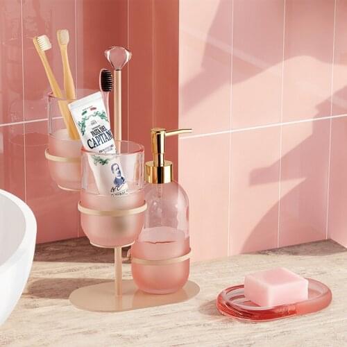 Bathroom supplies glass five-piece set European-style lotion bottle mouthwash cup soap dish light luxury bathroom decoration