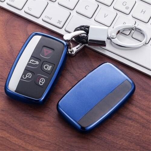 TPU Car Key Cover with PU Leather Keychain Holder Ring For Jaguar XE XJ XJL XF C-X16 V12 Guitar F X Typ XK XKR X-Type Scissors