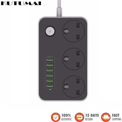 Power Strip Surge Protection EU Plug 3 Way Outlets 6 USB 3A Electrical Extension Sockets Independent Control Switches 2m Cord