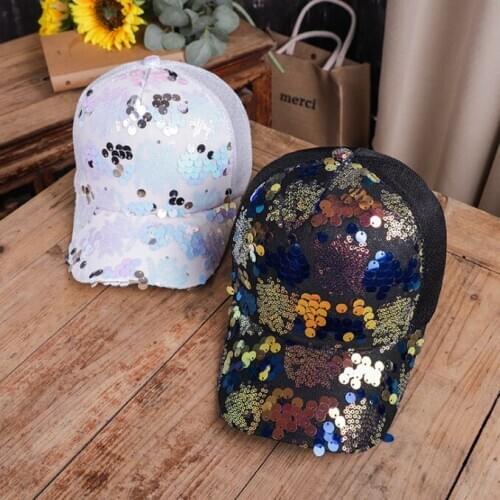 RUIXF005 Womens casual sequins baseball caps Girl lady fitted dad hat Snapbacks Breathable Hip hop trucker cap gorros