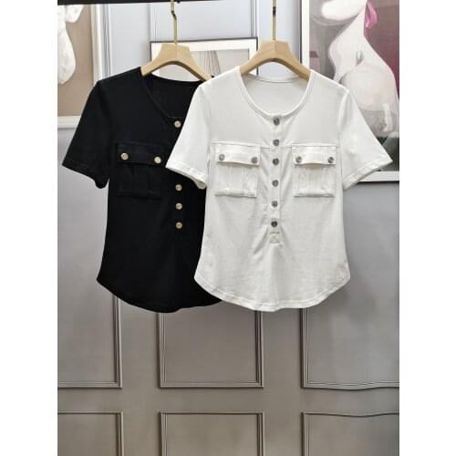 High Summer New Quality Wwomen Short Sleeve T-Shirt Tee Female Casual Tops 2 Color For Ladies Gdnz 5.04