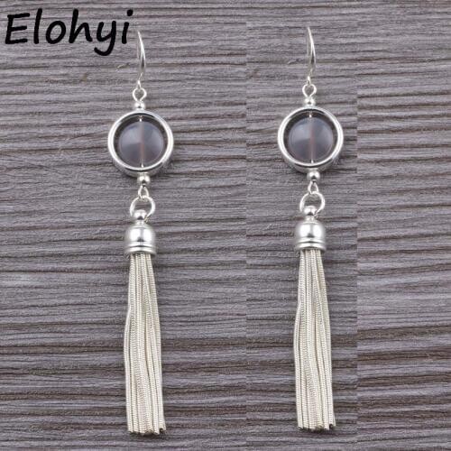 ELOHYI Women long Tassel Natual Stone Personality Statement Eearrings Jewelry Wholesale For Girls For Women Gift Free Shipping