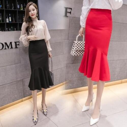 2021 Women Elegant Skirts High Waist Ruffles Bodycon A-Line Skirts Womens Summer Fashion Casual Mermaid Skirt Jupe Femme Z45