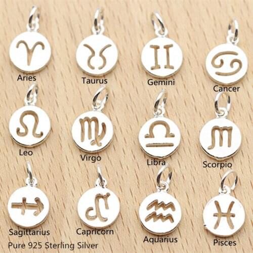 925 Sterling Silver Jewelry Findings 12 Constellations Pendant Charms for Bracelet DIY Jewelry Accessories Anklet Jewelry Making