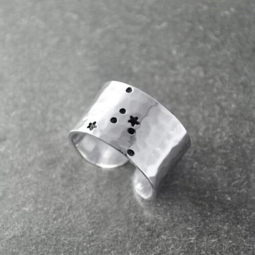Cancer Zodiac Constellation Ring, Cancer ring, Cancer birthday gift, Wide band zodiac ring, Horoscope Ring, Astrology Jewelry