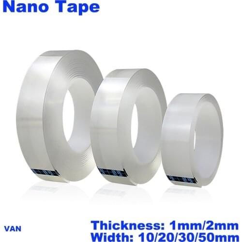 1/2/3/5M Nano Tape Tracsless Double Sided Tape Transparent No Trace Reusable Waterproof Adhesive Tape Cleanable Home gekkotape