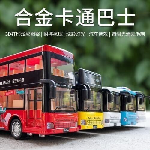 1:50 high simulation colorful single-section luxury sightseeing alloy bus model childrens toys for children gifts