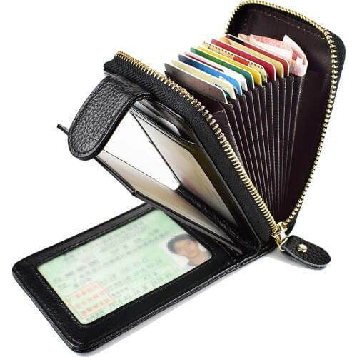 10PCS / LOT Unsex card bag leather drivers license cover zipper organ ladys purse RFID card cover