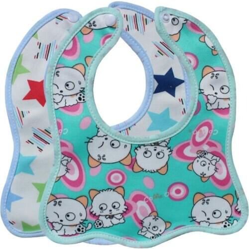 Wholesale 2PCS new Male and female baby bib Cartoon cotton snap-on waterproof and anti-dirty dicky infant Cleaning food supplies