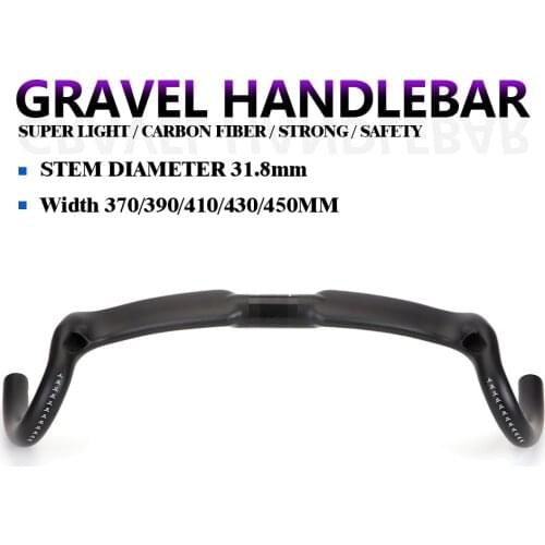 2022 NEW Carbon Gravel Handlebar Large Angle Bent Bar Aero Road Bike Handlebar 370/390/410mm Inner line