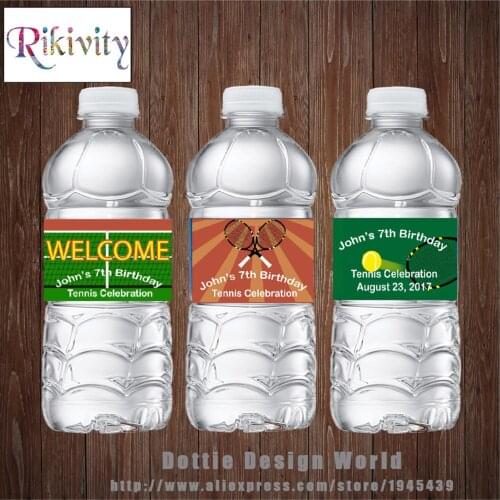 Rikivity 20 Pcs Sport Tennis Water Bottle Wine Champagne Label Candy Bar Wrapper Sticker Wedding Baby Shower Birthday Decoration