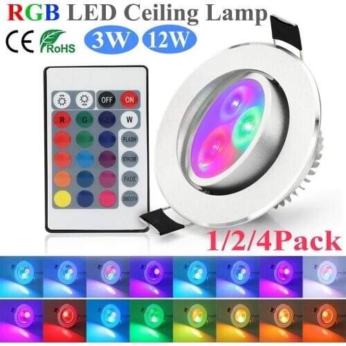 3W 12W Smart Remote Control Dimmable RGB LED Ceiling Light AC85-265V LED Downlight Home Decor RGB LED Down Light Spot Lamp D30