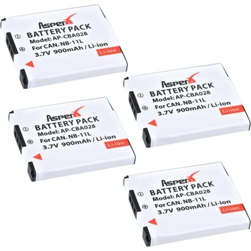 AsperX 4Pc 900mAh NB-11L NB 11L NB-11LH Replacement Battery for Canon PowerShot A2400 A2500 A2600 A3400 A3500 A4000 IS
