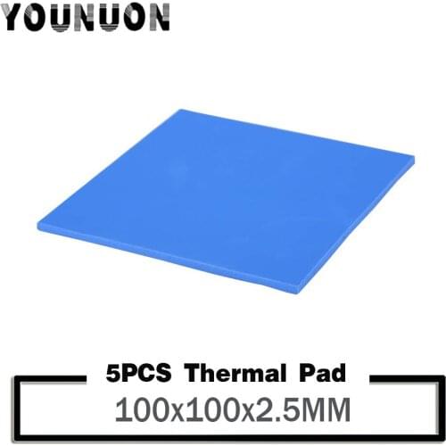 5PCS Thermal Pad 100mm*100mm*2.5mm GPU CPU Heatsink Cooling Conductive Silicone Pad 2mm Thickness Heatsink Pad 100x2.5mm Pad