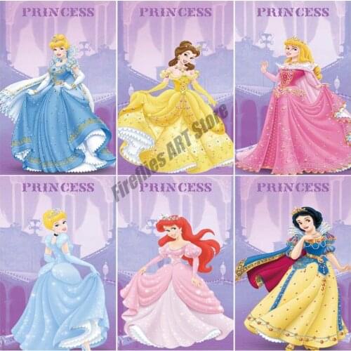 5D Diamond Painting Disney Princess Belle&Snow White Cross Stitch Kits Full Square/Round Diamond Embroidery Mosaic Home Decor
