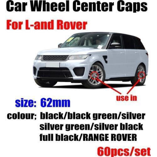 60pcs/lot 62mm green black Car Wheel Center Caps hub rim covers For Land Rover RANGE ROVER Evoque Discovery Car accessories