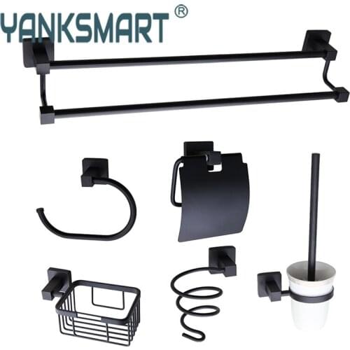 Bathroom Accessories Luxury Matte Black Conjunto Ferragem Banheiro Zinc Alloy Towel rack/napkin holder/towel Hook Bathroom Set