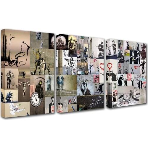 Banksys Photograph Scrawl Painting Prints 3 Oil Painting Works Of Modern Art