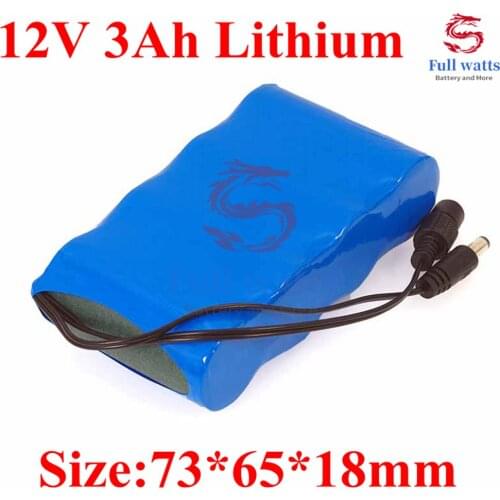 Free Shipping 12v 3000mah Li-ion 12v Batteries 18650 Battery Pack for Cctv Camera Led Light Speaker Electronic Door Lock+charger