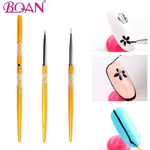 BQAN Metal Handle Ultra Thin 5/7/9mm Nail Liner Brush Carving Painting Flower Design Stripes Lines Manicure DIY Tool Drawing Pen