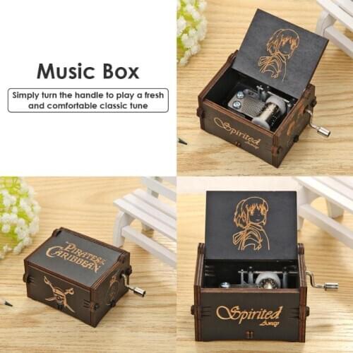 Wooden Hand Cranked Music Box Retro Elegance Movie Theme Music Box Beauty Beast Home Ornaments Christmas Valentines Day Gifts